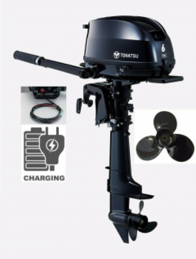 6HP Tohatsu SAIL PRO Long Shaft High Thrust 4-Stroke Outboard Motor with 12v Charging Latest Model! Store 3 Ways! image